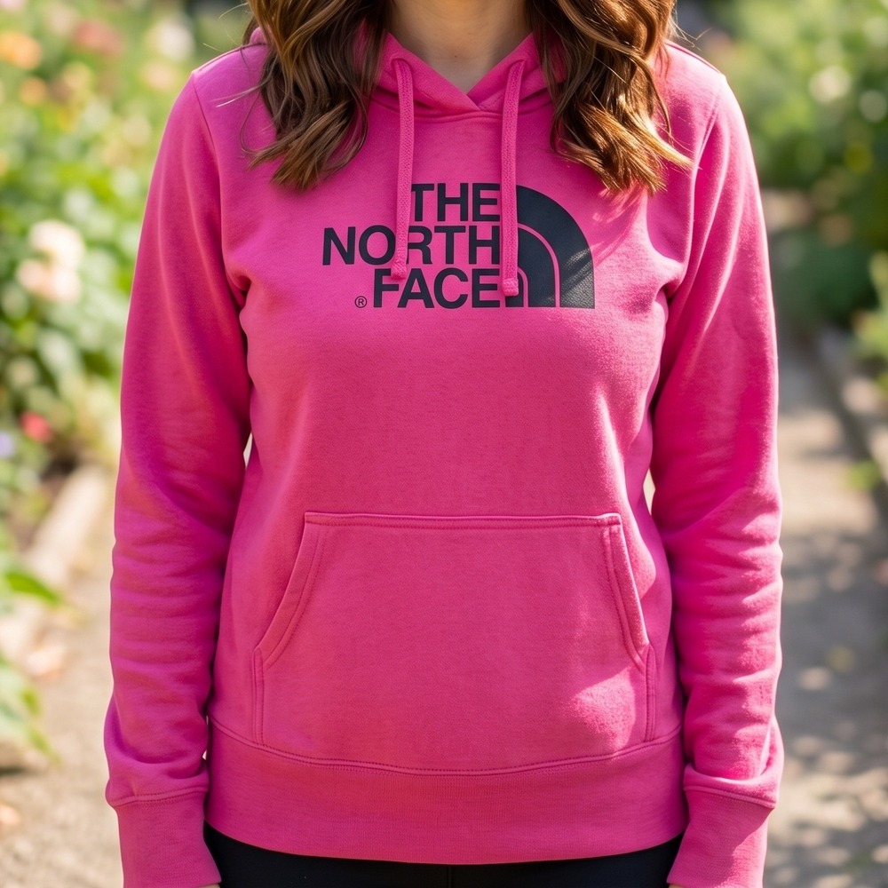 The North Face Womens Pink Half Dome‎ Logo Pullover Hoodie Sweatshirt S